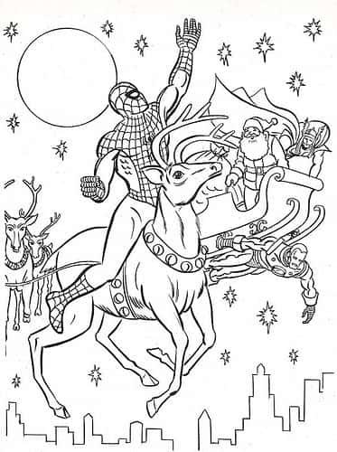 Christmas spiderman coloring pages