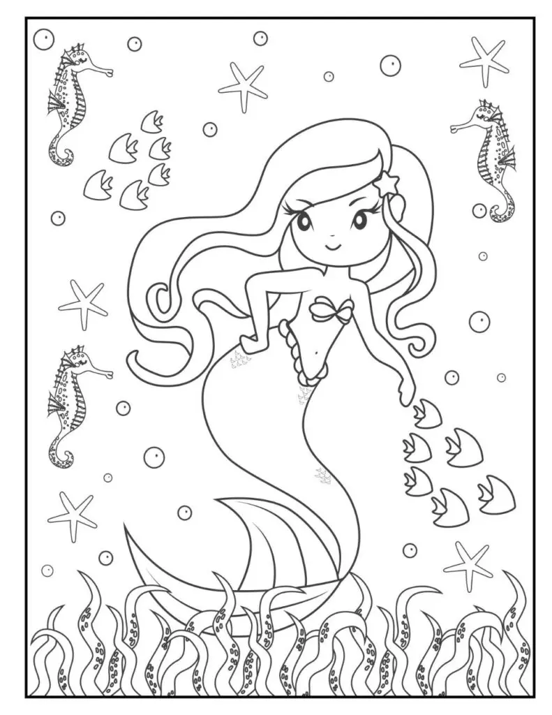 Cute mermaid coloring pages