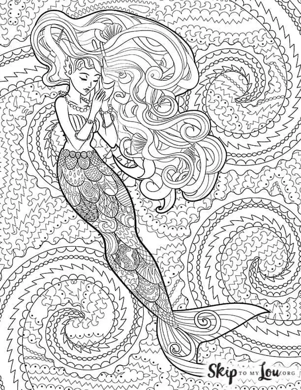 Easy mermaid coloring pages