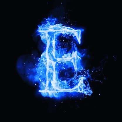 E Letter Blue Fire DP