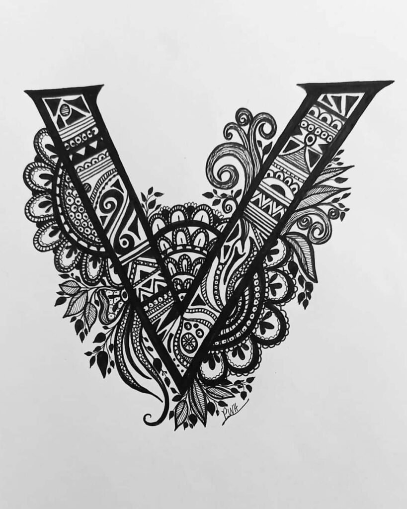 V Letter Design DP Download